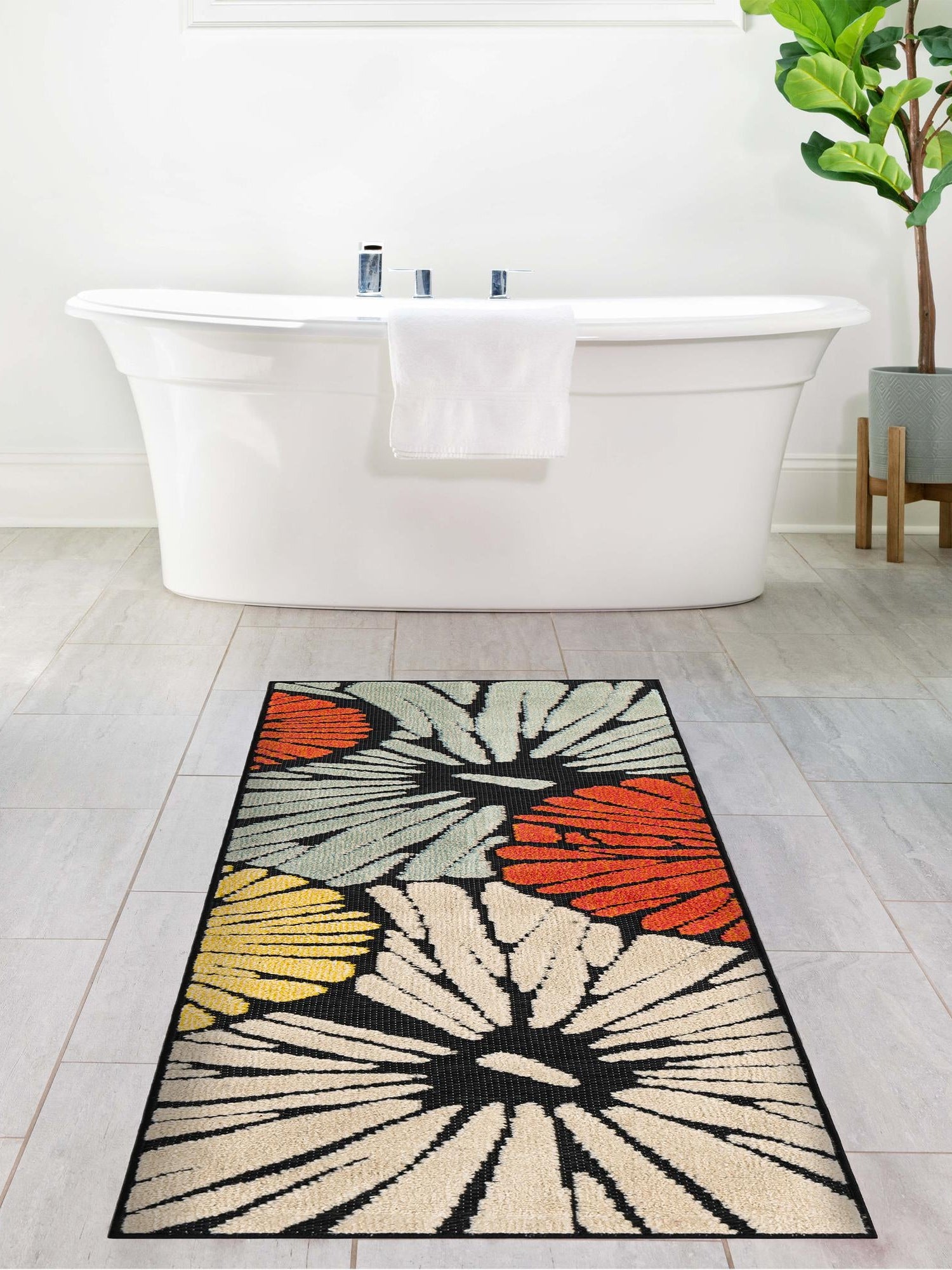 Multicolor 2' 7 x 12' Outdoor Casablanca Runner Area Rug Weather Resistant for Patio, Deck, Terrace, Balcony, Porch Polypropylene Vivid Colorful Modern Carpet for Sale at Rug Engine