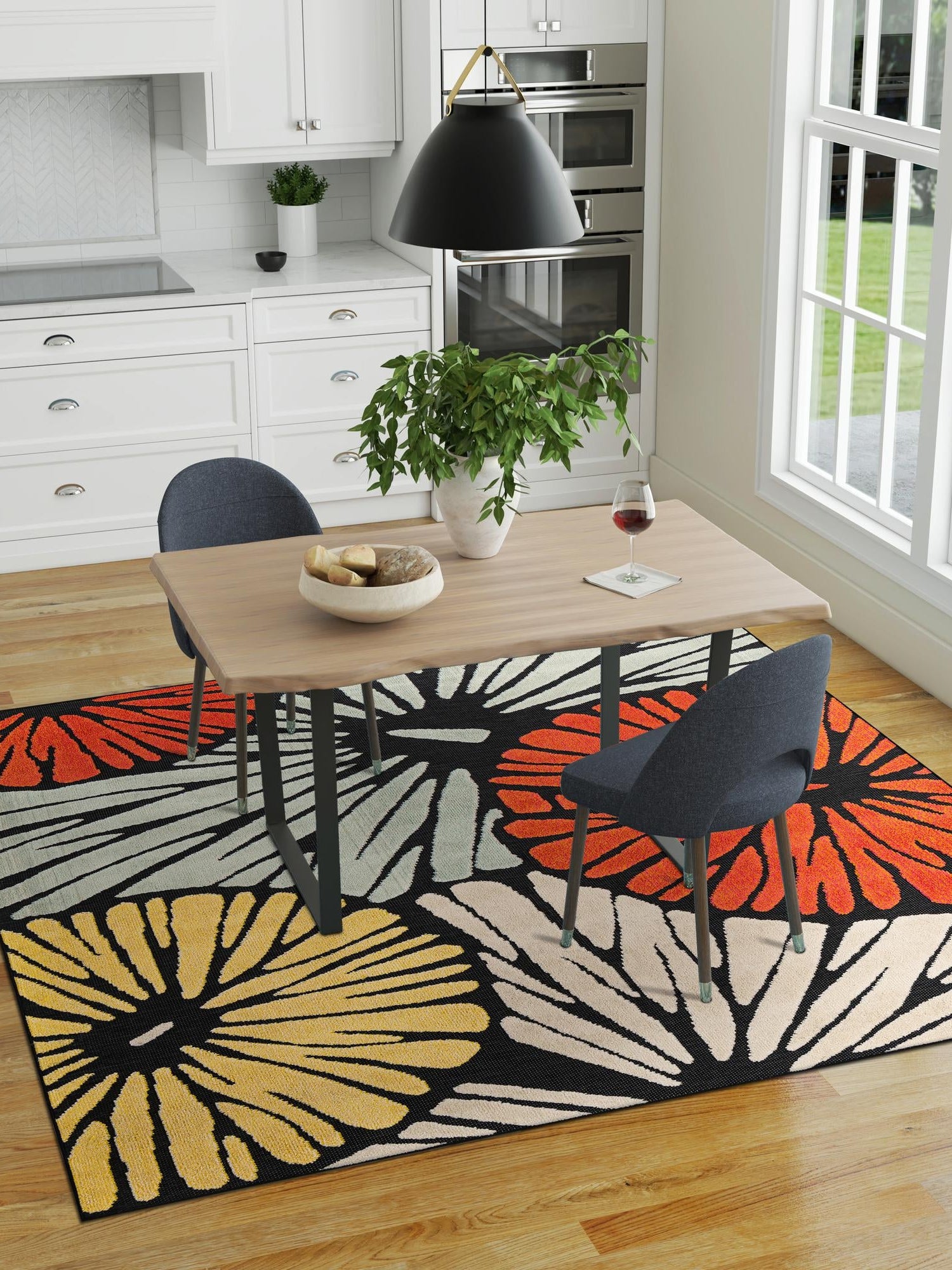 Multicolor 7' 10 x 7' 10 Outdoor Casablanca Square Area Rug Weather Resistant for Patio, Deck, Terrace, Balcony, Porch Polypropylene Vivid Colorful Modern Carpet for Sale at Rug Engine