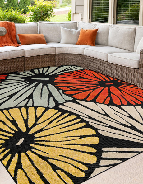 Multicolor 10' x 10' Outdoor Casablanca Square Area Rug Weather Resistant for Patio, Deck, Terrace, Balcony, Porch Polypropylene Vivid Colorful Modern Carpet for Sale at Rug Engine