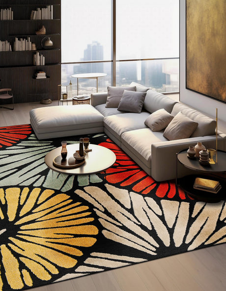 Multicolor 10' x 10' Outdoor Casablanca Square Area Rug Weather Resistant for Patio, Deck, Terrace, Balcony, Porch Polypropylene Vivid Colorful Modern Carpet for Sale at Rug Engine