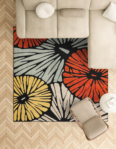 Multicolor 10' x 10' Outdoor Casablanca Square Area Rug Weather Resistant for Patio, Deck, Terrace, Balcony, Porch Polypropylene Vivid Colorful Modern Carpet for Sale at Rug Engine
