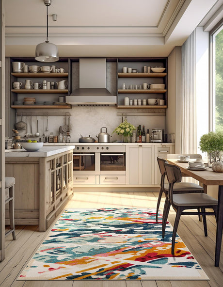 Multicolor 9' x 12' Outdoor Casablanca Rectangle Area Rug Weather Resistant for Patio, Deck, Terrace, Balcony, Porch Polypropylene Vivid Colorful Modern Carpet for Sale at Rug Engine