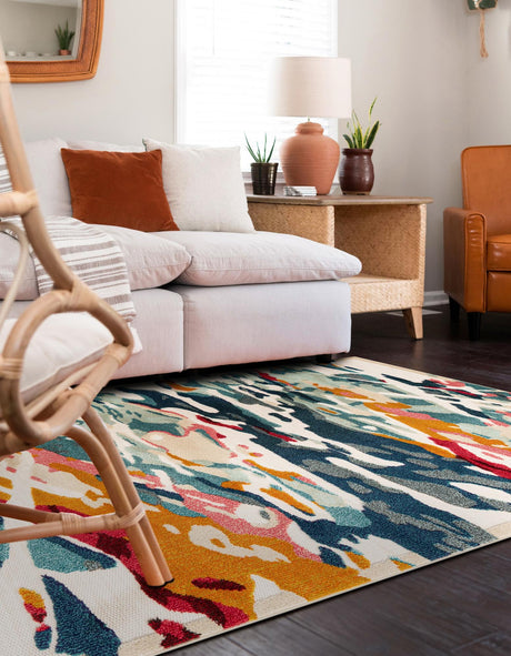 Multicolor 9' x 12' Outdoor Casablanca Rectangle Area Rug Weather Resistant for Patio, Deck, Terrace, Balcony, Porch Polypropylene Vivid Colorful Modern Carpet for Sale at Rug Engine