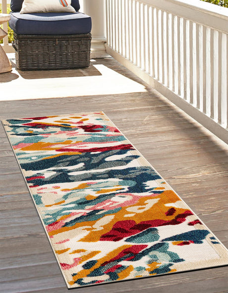 Multicolor 2' x 8' Outdoor Casablanca Runner Area Rug Weather Resistant for Patio, Deck, Terrace, Balcony, Porch Polypropylene Vivid Colorful Modern Carpet for Sale at Rug Engine