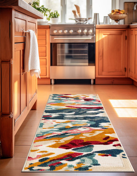 Multicolor 2' x 6' 1 Outdoor Casablanca Runner Area Rug Weather Resistant for Patio, Deck, Terrace, Balcony, Porch Polypropylene Vivid Colorful Modern Carpet for Sale at Rug Engine