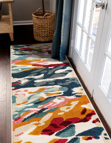 Multicolor 2' x 8' Outdoor Casablanca Runner Area Rug Weather Resistant for Patio, Deck, Terrace, Balcony, Porch Polypropylene Vivid Colorful Modern Carpet for Sale at Rug Engine