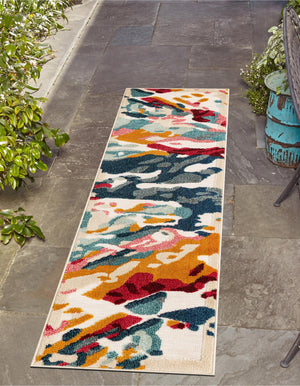 Multicolor 2' x 8' Outdoor Casablanca Runner Area Rug Weather Resistant for Patio, Deck, Terrace, Balcony, Porch Polypropylene Vivid Colorful Modern Carpet for Sale at Rug Engine