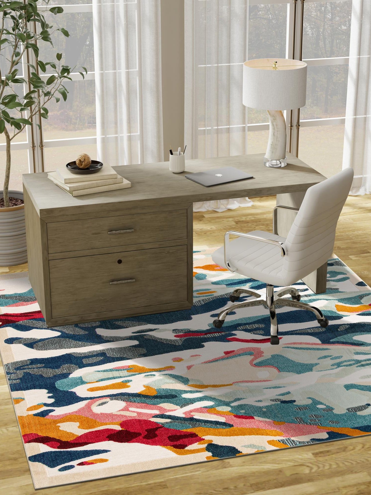 Multicolor 7' 10 x 7' 10 Outdoor Casablanca Square Area Rug Weather Resistant for Patio, Deck, Terrace, Balcony, Porch Polypropylene Vivid Colorful Modern Carpet for Sale at Rug Engine