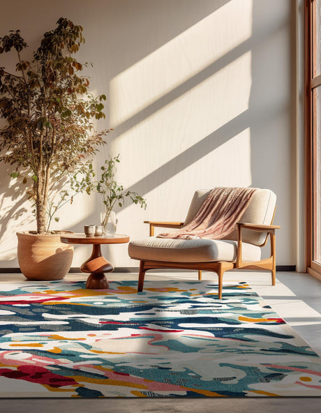Multicolor 10' x 10' Outdoor Casablanca Square Area Rug Weather Resistant for Patio, Deck, Terrace, Balcony, Porch Polypropylene Vivid Colorful Modern Carpet for Sale at Rug Engine