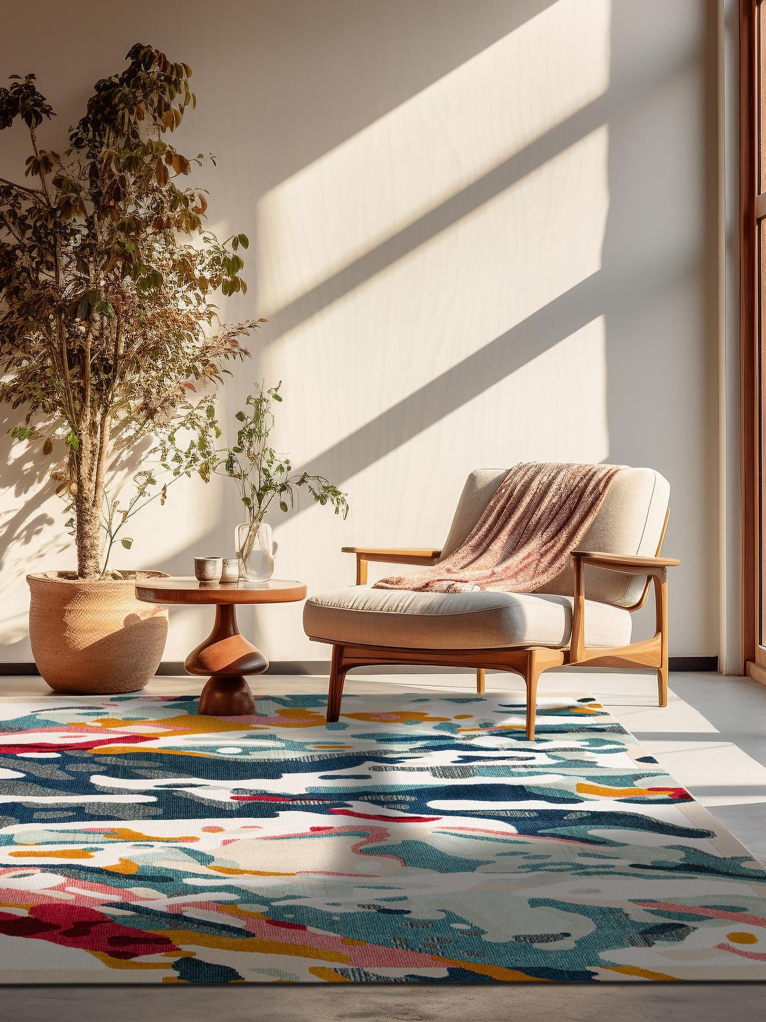 Multicolor 7' 10 x 7' 10 Outdoor Casablanca Square Area Rug Weather Resistant for Patio, Deck, Terrace, Balcony, Porch Polypropylene Vivid Colorful Modern Carpet for Sale at Rug Engine