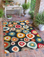 Multicolor Black 4' 1 x 6' 1 Outdoor Casablanca Rectangle Area Rug Weather Resistant for Patio, Deck, Terrace, Balcony, Porch Polypropylene Vivid Colorful Modern Carpet for Sale at Rug Engine