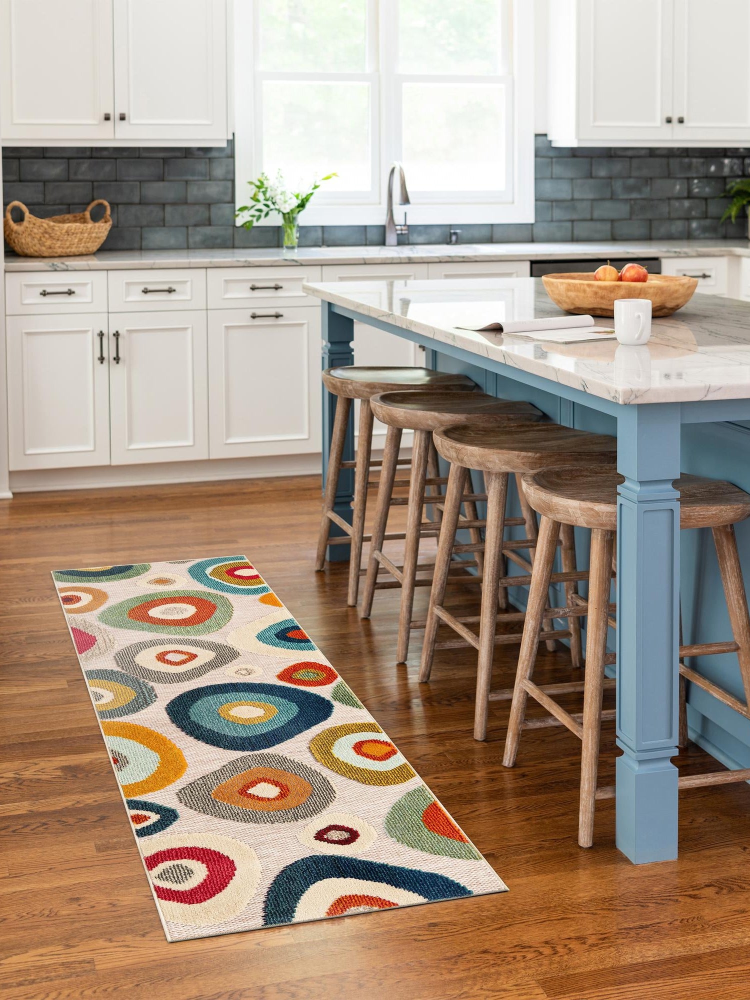Multicolor Beige 2' x 5' 1 Outdoor Casablanca Runner Area Rug Weather Resistant for Patio, Deck, Terrace, Balcony, Porch Polypropylene Vivid Colorful Modern Carpet for Sale at Rug Engine