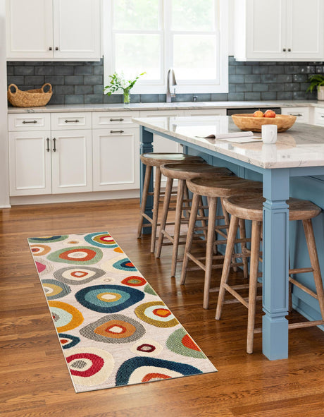 Multicolor Beige 2' x 6' 1 Outdoor Casablanca Runner Area Rug Weather Resistant for Patio, Deck, Terrace, Balcony, Porch Polypropylene Vivid Colorful Modern Carpet for Sale at Rug Engine