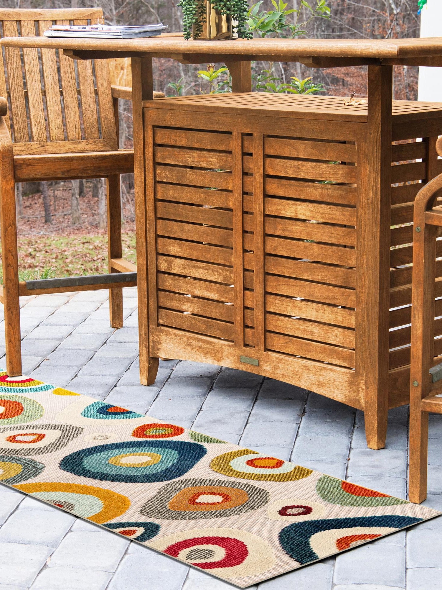 Multicolor Beige 2' x 8' Outdoor Casablanca Runner Area Rug Weather Resistant for Patio, Deck, Terrace, Balcony, Porch Polypropylene Vivid Colorful Modern Carpet for Sale at Rug Engine
