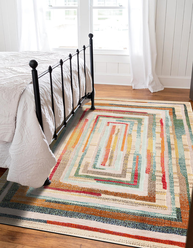 Multicolor Beige 9' x 12' Outdoor Casablanca Rectangle Rug