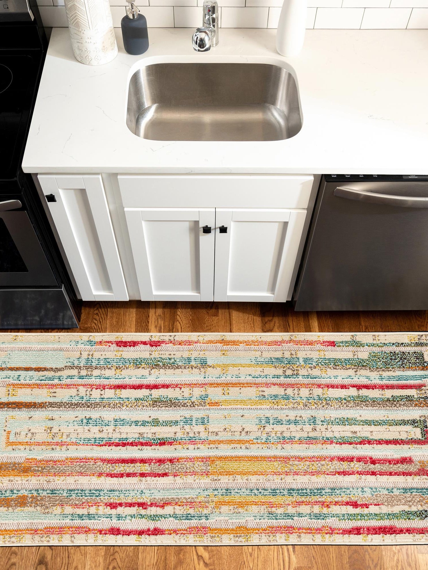Multicolor Beige 2' x 8' Outdoor Casablanca Runner Area Rug Weather Resistant for Patio, Deck, Terrace, Balcony, Porch Polypropylene Vivid Colorful Modern Carpet for Sale at Rug Engine