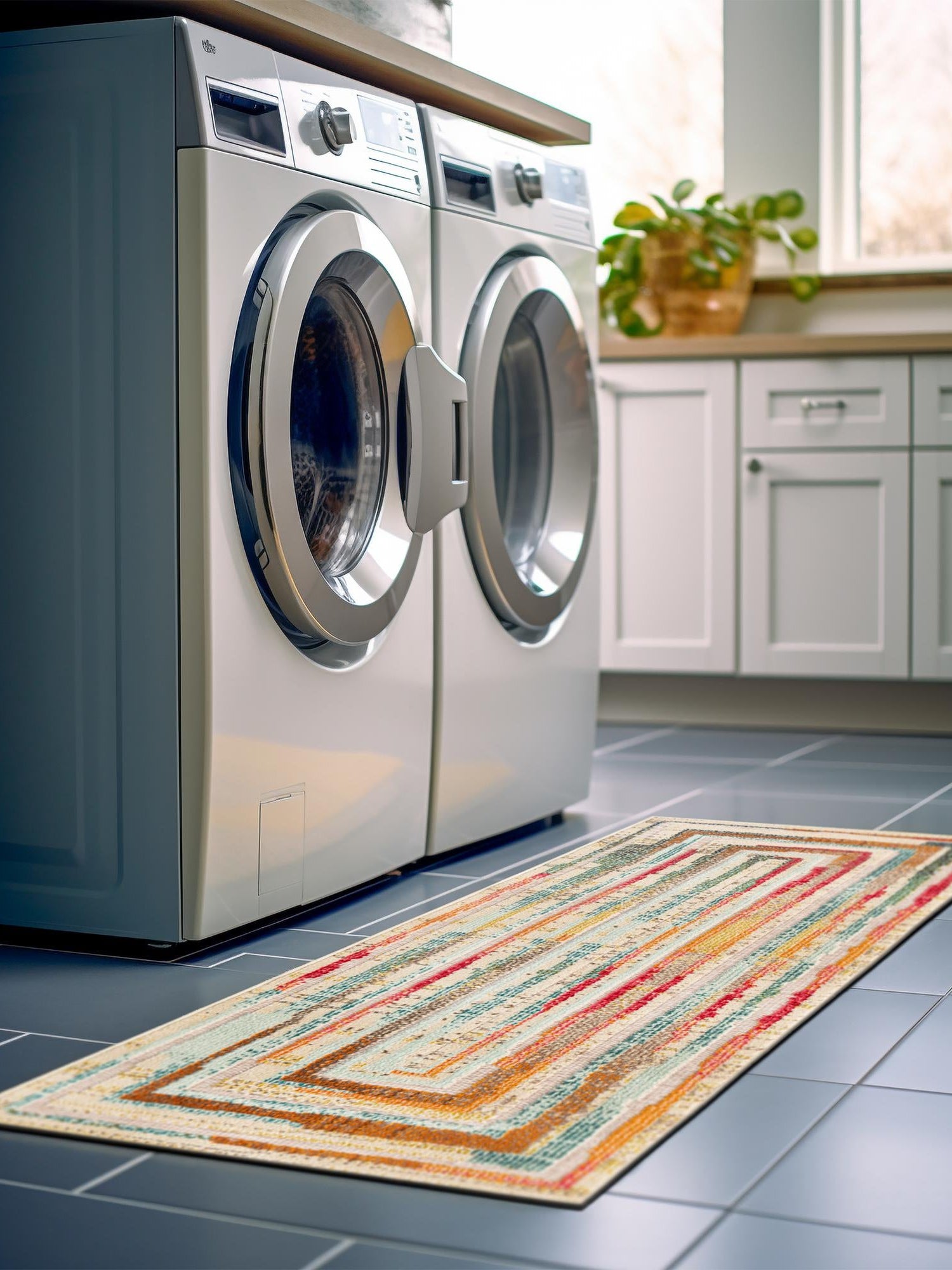 Multicolor Beige 2' 7 x 10' Outdoor Casablanca Runner Area Rug Weather Resistant for Patio, Deck, Terrace, Balcony, Porch Polypropylene Vivid Colorful Modern Carpet for Sale at Rug Engine