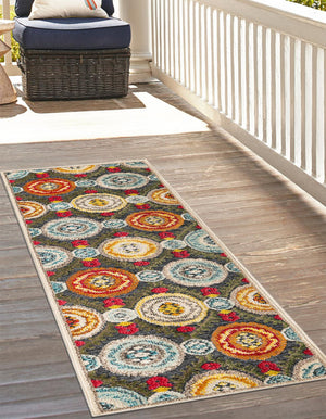 Gray 2' x 8' Outdoor Casablanca Runner Area Rug Weather Resistant for Patio, Deck, Terrace, Balcony, Porch Polypropylene Vivid Colorful Modern Carpet for Sale at Rug Engine