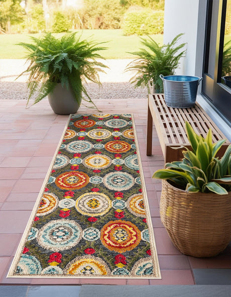 Gray 2' x 6' 1 Outdoor Casablanca Runner Area Rug Weather Resistant for Patio, Deck, Terrace, Balcony, Porch Polypropylene Vivid Colorful Modern Carpet for Sale at Rug Engine