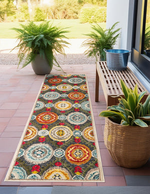 Gray 2' x 8' Outdoor Casablanca Runner Area Rug Weather Resistant for Patio, Deck, Terrace, Balcony, Porch Polypropylene Vivid Colorful Modern Carpet for Sale at Rug Engine