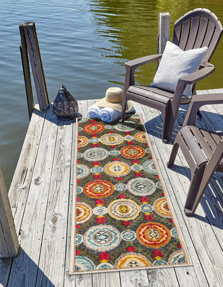 Gray 2' x 6' 1 Outdoor Casablanca Runner Area Rug Weather Resistant for Patio, Deck, Terrace, Balcony, Porch Polypropylene Vivid Colorful Modern Carpet for Sale at Rug Engine