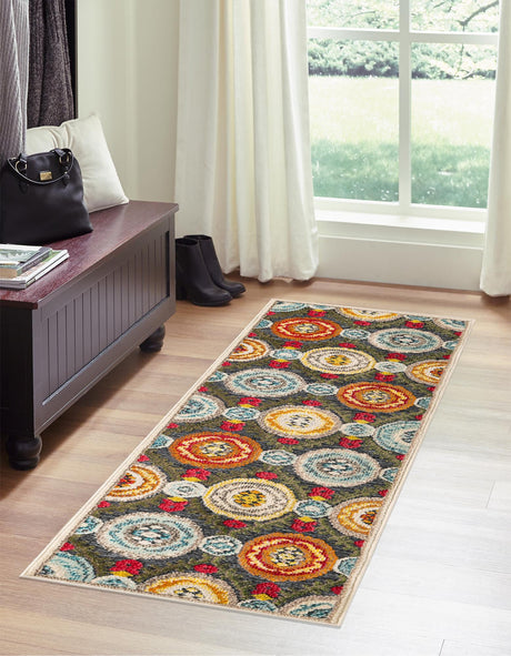 Gray 2' x 6' 1 Outdoor Casablanca Runner Area Rug Weather Resistant for Patio, Deck, Terrace, Balcony, Porch Polypropylene Vivid Colorful Modern Carpet for Sale at Rug Engine