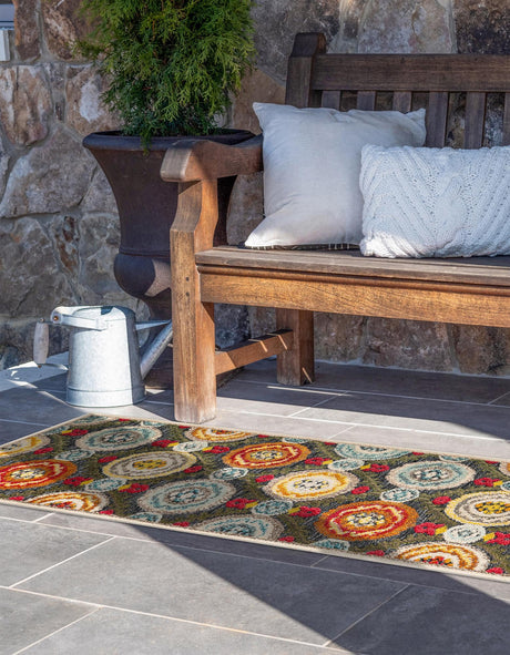 Gray 2' x 6' 1 Outdoor Casablanca Runner Area Rug Weather Resistant for Patio, Deck, Terrace, Balcony, Porch Polypropylene Vivid Colorful Modern Carpet for Sale at Rug Engine