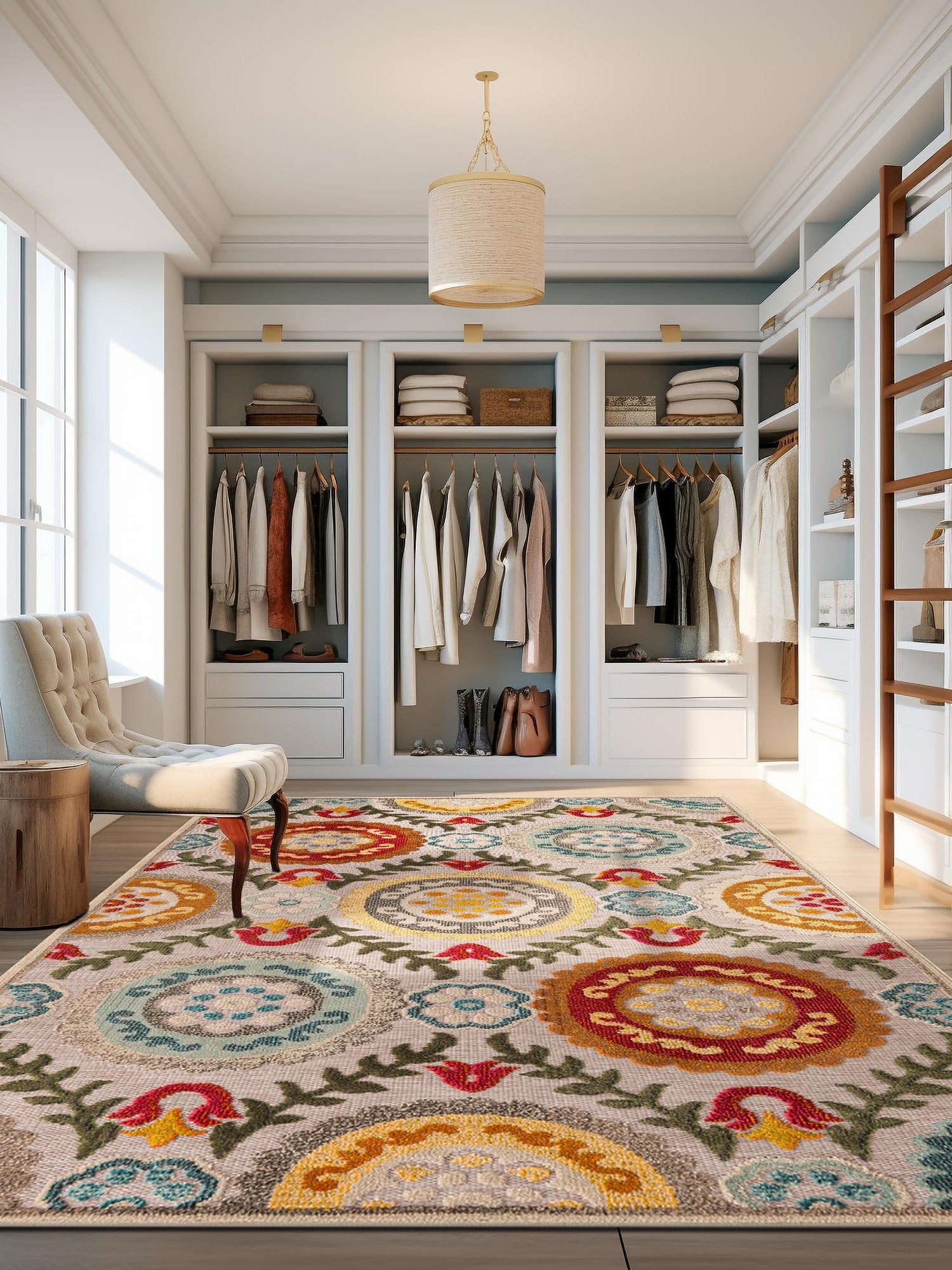Ivory Beige 5' 3 x 8' Outdoor Casablanca Rectangle Area Rug Weather Resistant for Patio, Deck, Terrace, Balcony, Porch Polypropylene Vivid Colorful Modern Carpet for Sale at Rug Engine