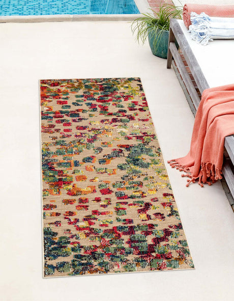 Multicolor 2' x 8' Outdoor Casablanca Runner Area Rug Weather Resistant for Patio, Deck, Terrace, Balcony, Porch Polypropylene Vivid Colorful Modern Carpet for Sale at Rug Engine