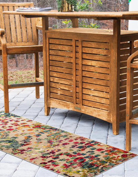 Multicolor 2' 7 x 12' Outdoor Casablanca Runner Area Rug Weather Resistant for Patio, Deck, Terrace, Balcony, Porch Polypropylene Vivid Colorful Modern Carpet for Sale at Rug Engine