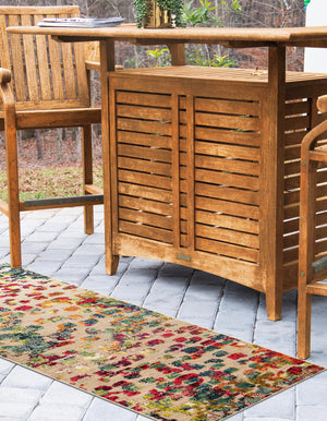 Multicolor 2' x 6' 1 Outdoor Casablanca Runner Area Rug Weather Resistant for Patio, Deck, Terrace, Balcony, Porch Polypropylene Vivid Colorful Modern Carpet for Sale at Rug Engine
