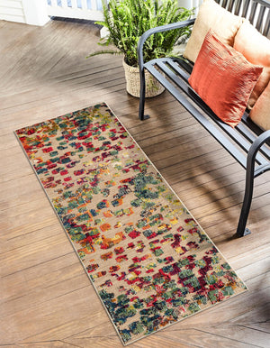 Multicolor 2' 7 x 12' Outdoor Casablanca Runner Area Rug Weather Resistant for Patio, Deck, Terrace, Balcony, Porch Polypropylene Vivid Colorful Modern Carpet for Sale at Rug Engine