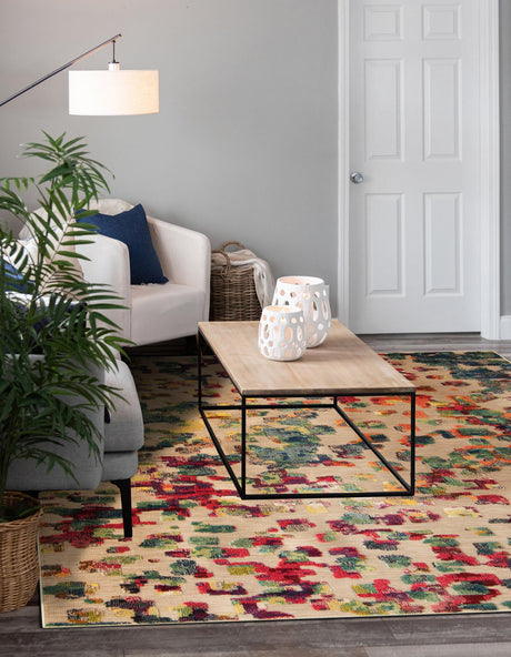Multicolor 7' 10 x 7' 10 Outdoor Casablanca Square Area Rug Weather Resistant for Patio, Deck, Terrace, Balcony, Porch Polypropylene Vivid Colorful Modern Carpet for Sale at Rug Engine