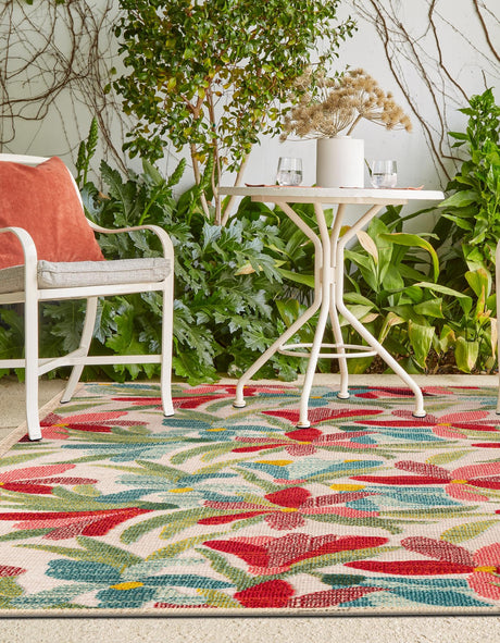 Multicolor 6' 1 x 9' Outdoor Casablanca Rectangle Area Rug Weather Resistant for Patio, Deck, Terrace, Balcony, Porch Polypropylene Vivid Colorful Modern Carpet for Sale at Rug Engine
