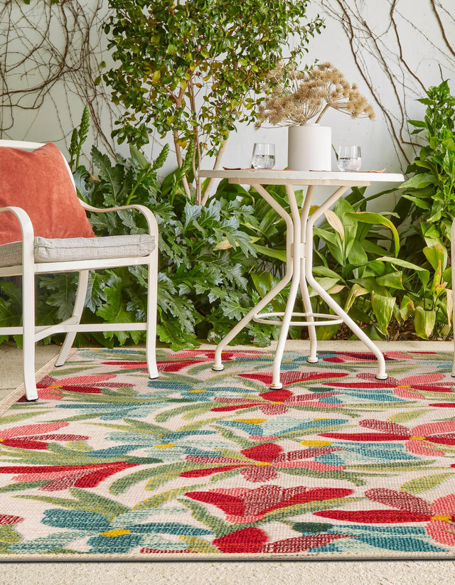 Multicolor 9' x 12' Outdoor Casablanca Rectangle Area Rug Weather Resistant for Patio, Deck, Terrace, Balcony, Porch Polypropylene Vivid Colorful Modern Carpet for Sale at Rug Engine
