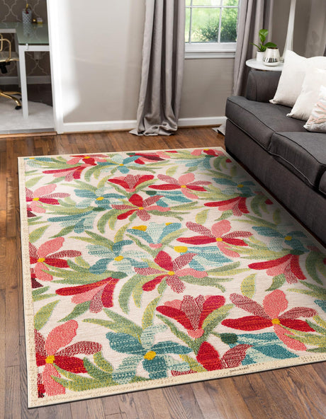 Multicolor 7' 10 x 10' Outdoor Casablanca Rectangle Area Rug Weather Resistant for Patio, Deck, Terrace, Balcony, Porch Polypropylene Vivid Colorful Modern Carpet for Sale at Rug Engine