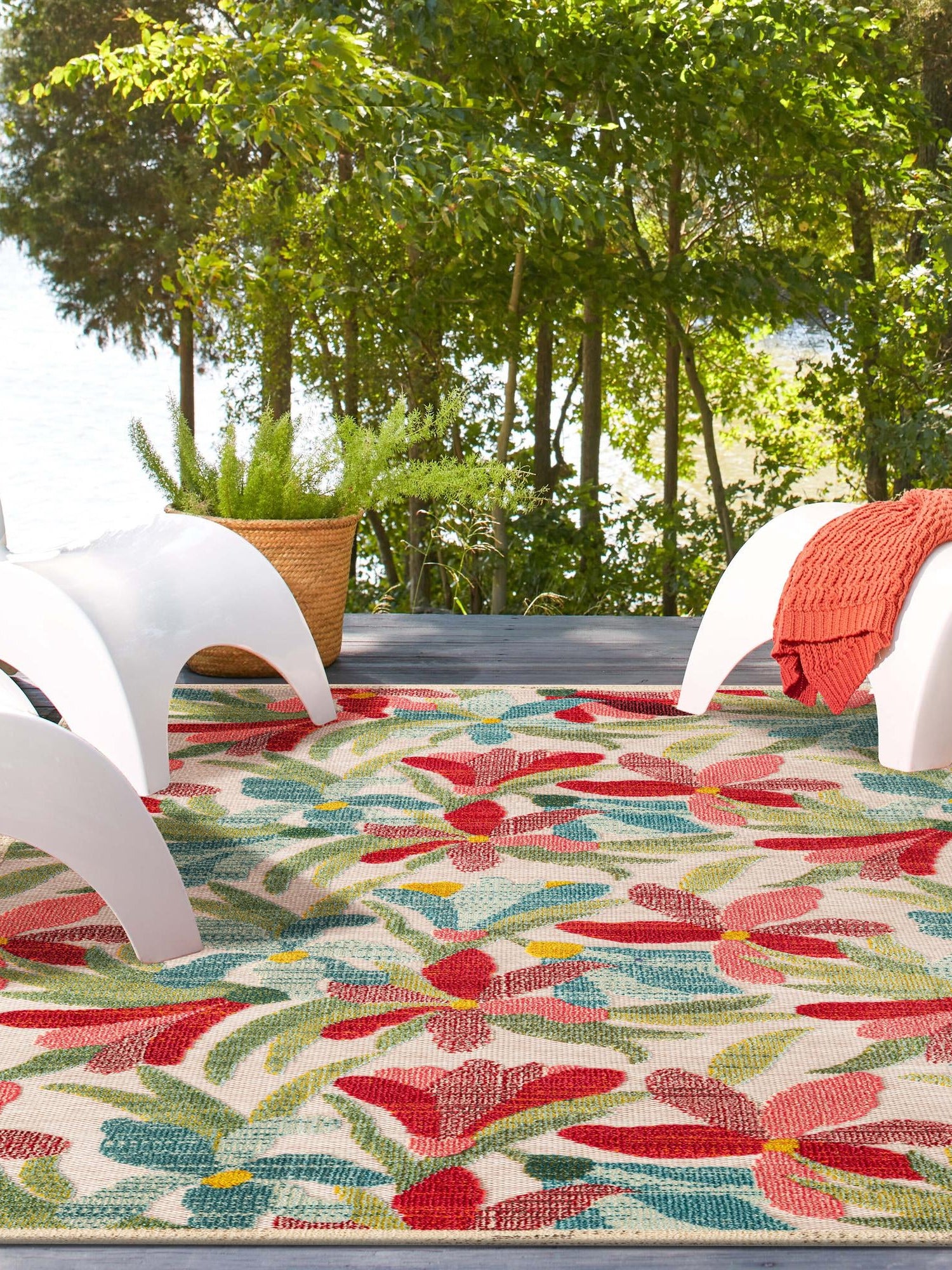 Multicolor 5' 3 x 8' Outdoor Casablanca Rectangle Area Rug Weather Resistant for Patio, Deck, Terrace, Balcony, Porch Polypropylene Vivid Colorful Modern Carpet for Sale at Rug Engine