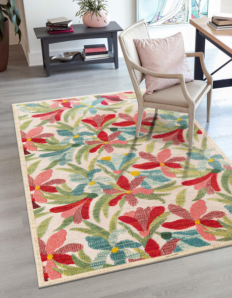 Multicolor 5' 3 x 8' Outdoor Casablanca Rectangle Area Rug Weather Resistant for Patio, Deck, Terrace, Balcony, Porch Polypropylene Vivid Colorful Modern Carpet for Sale at Rug Engine