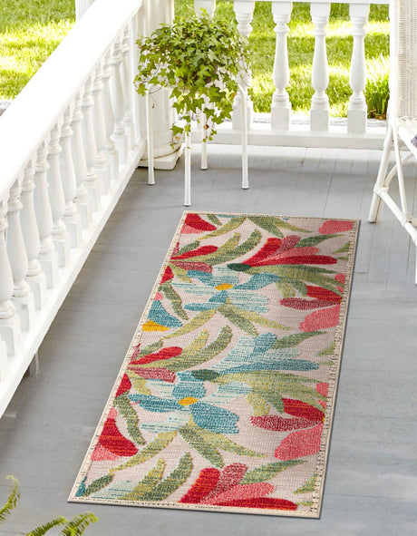 Multicolor 2' 7 x 12' Outdoor Casablanca Runner Area Rug Weather Resistant for Patio, Deck, Terrace, Balcony, Porch Polypropylene Vivid Colorful Modern Carpet for Sale at Rug Engine
