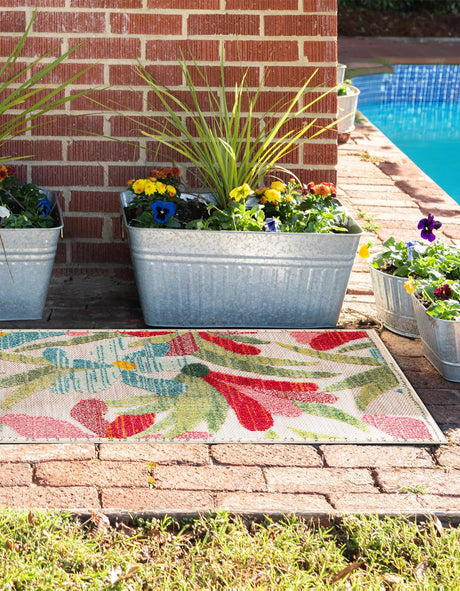 Multicolor 2' x 6' 1 Outdoor Casablanca Runner Area Rug Weather Resistant for Patio, Deck, Terrace, Balcony, Porch Polypropylene Vivid Colorful Modern Carpet for Sale at Rug Engine