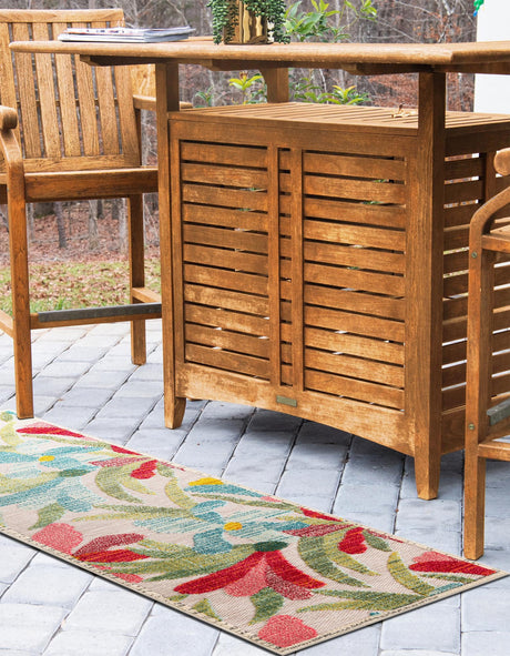 Multicolor 2' 7 x 12' Outdoor Casablanca Runner Area Rug Weather Resistant for Patio, Deck, Terrace, Balcony, Porch Polypropylene Vivid Colorful Modern Carpet for Sale at Rug Engine