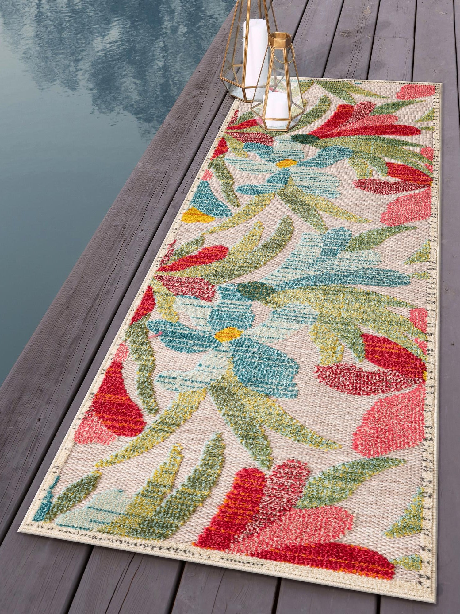 Multicolor 2' x 6' 1 Outdoor Casablanca Runner Area Rug Weather Resistant for Patio, Deck, Terrace, Balcony, Porch Polypropylene Vivid Colorful Modern Carpet for Sale at Rug Engine