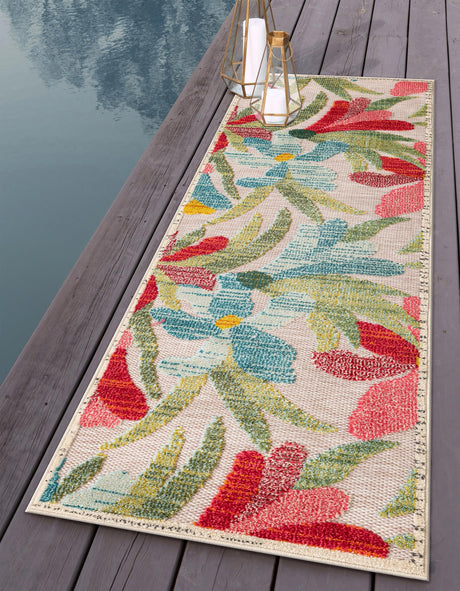 Multicolor 2' x 6' 1 Outdoor Casablanca Runner Area Rug Weather Resistant for Patio, Deck, Terrace, Balcony, Porch Polypropylene Vivid Colorful Modern Carpet for Sale at Rug Engine