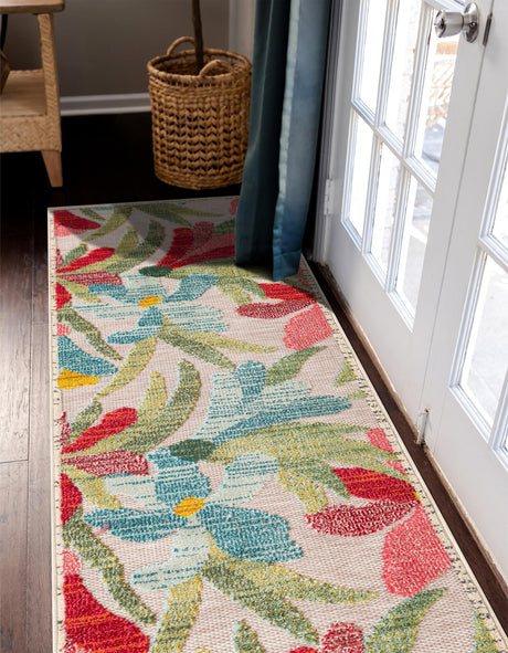 Multicolor 2' 7 x 12' Outdoor Casablanca Runner Area Rug Weather Resistant for Patio, Deck, Terrace, Balcony, Porch Polypropylene Vivid Colorful Modern Carpet for Sale at Rug Engine