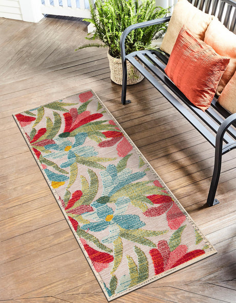 Multicolor 2' 7 x 12' Outdoor Casablanca Runner Area Rug Weather Resistant for Patio, Deck, Terrace, Balcony, Porch Polypropylene Vivid Colorful Modern Carpet for Sale at Rug Engine