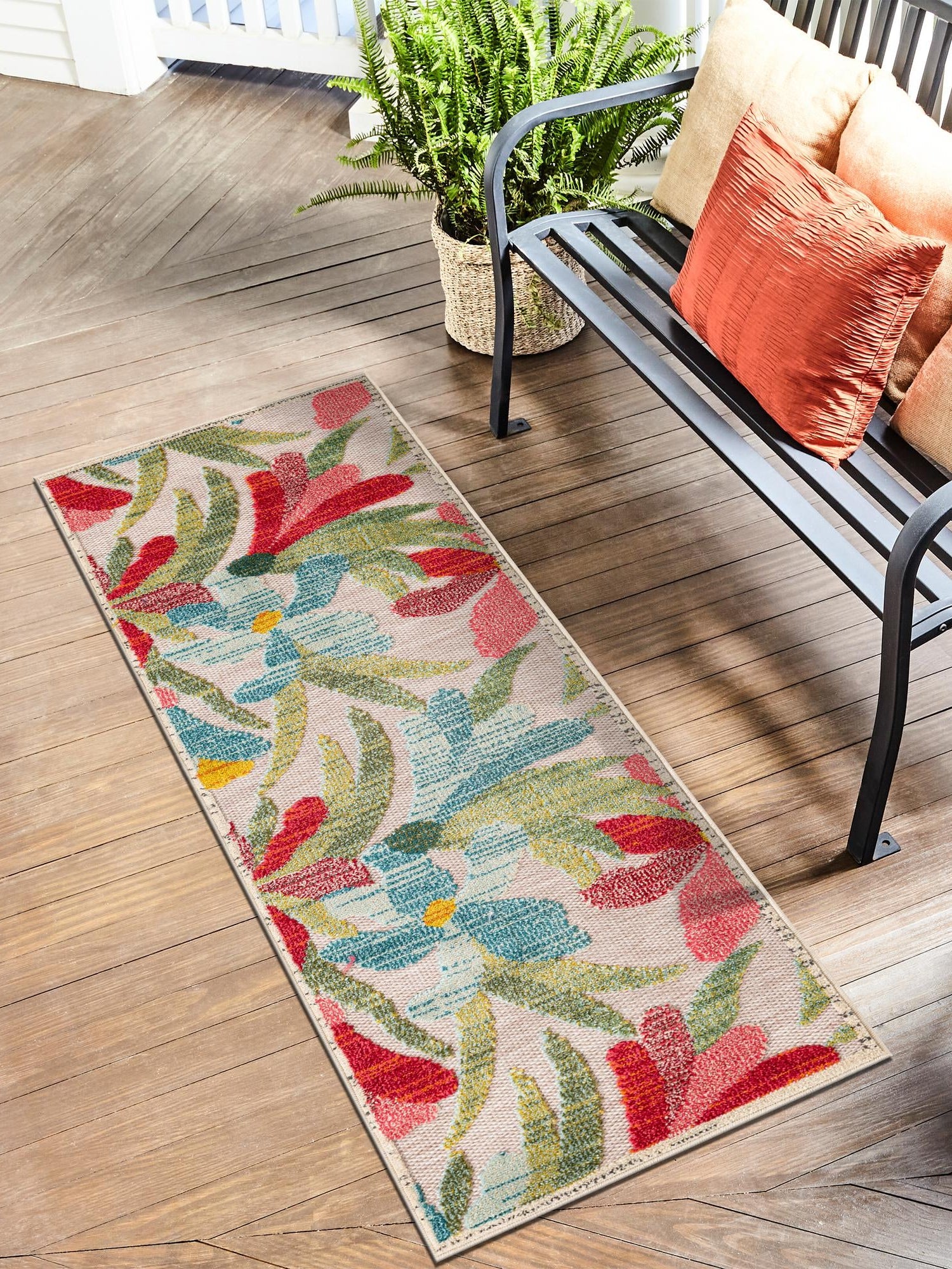 Multicolor 2' x 6' 1 Outdoor Casablanca Runner Area Rug Weather Resistant for Patio, Deck, Terrace, Balcony, Porch Polypropylene Vivid Colorful Modern Carpet for Sale at Rug Engine