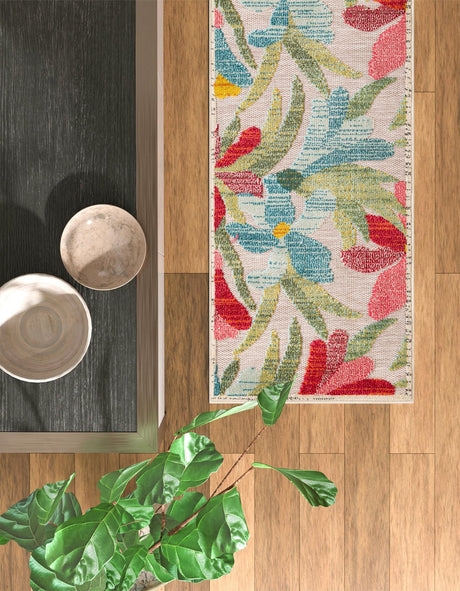 Multicolor 2' 7 x 12' Outdoor Casablanca Runner Area Rug Weather Resistant for Patio, Deck, Terrace, Balcony, Porch Polypropylene Vivid Colorful Modern Carpet for Sale at Rug Engine