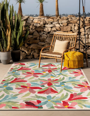 Multicolor 10' x 10' Outdoor Casablanca Square Area Rug Weather Resistant for Patio, Deck, Terrace, Balcony, Porch Polypropylene Vivid Colorful Modern Carpet for Sale at Rug Engine
