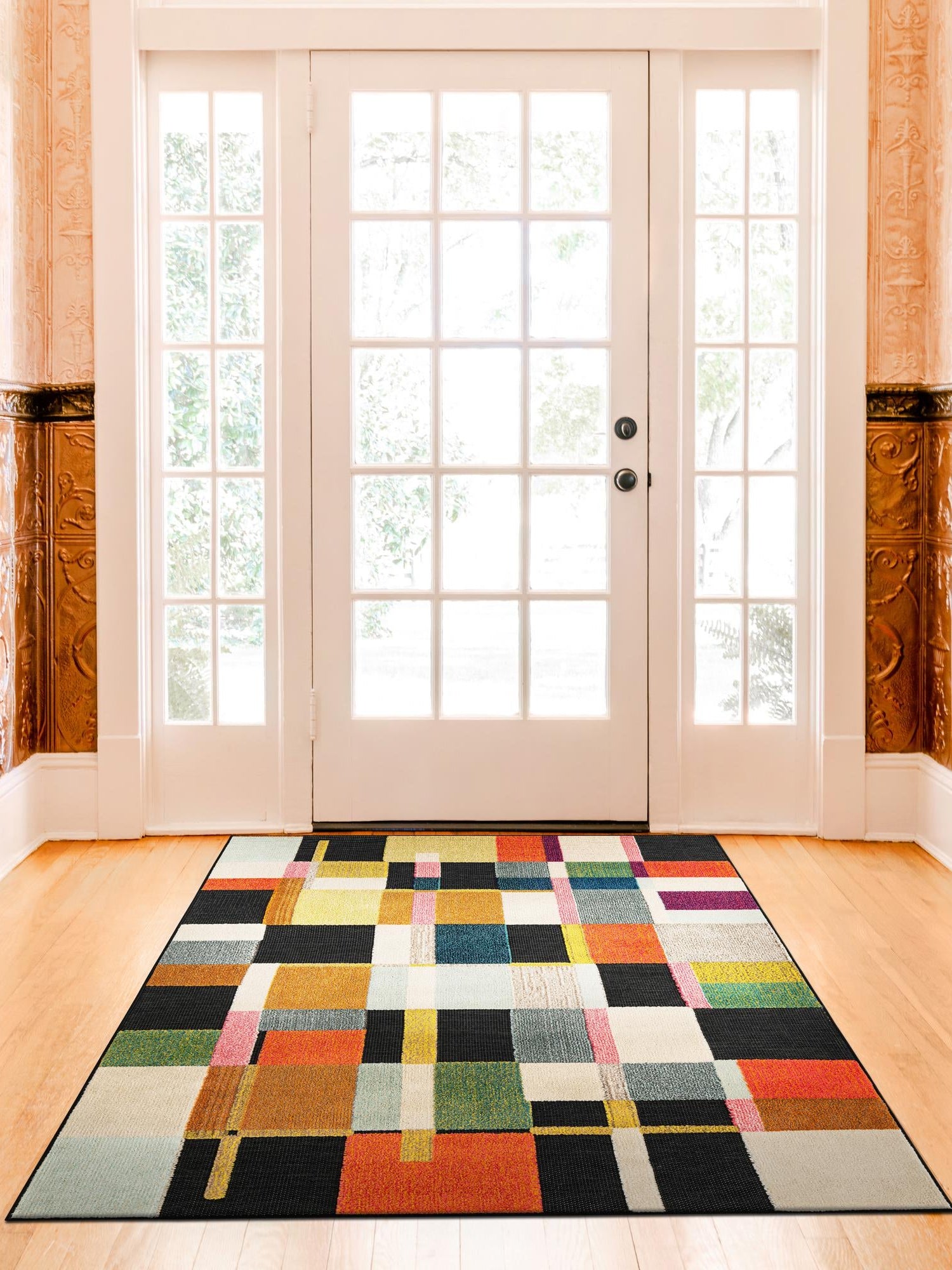 Multicolor 4' 1 x 6' 1 Outdoor Casablanca Rectangle Area Rug Weather Resistant for Patio, Deck, Terrace, Balcony, Porch