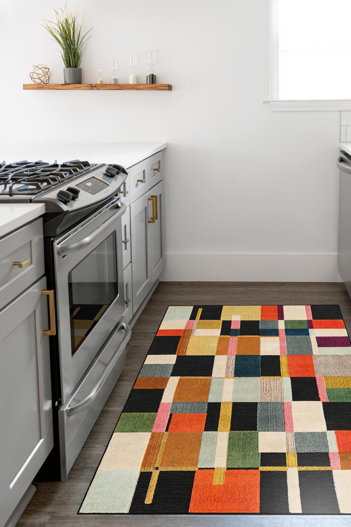 Multicolor 4' 1 x 6' 1 Outdoor Casablanca Rectangle Area Rug Weather Resistant for Patio, Deck, Terrace, Balcony, Porch